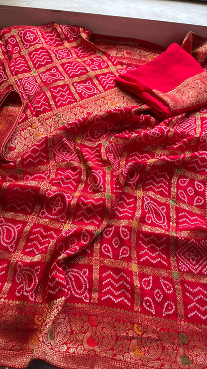 Bandhej Zari Weaving On Banarasi Silk · 24 Artisan Hours of work · The Jashn Edit