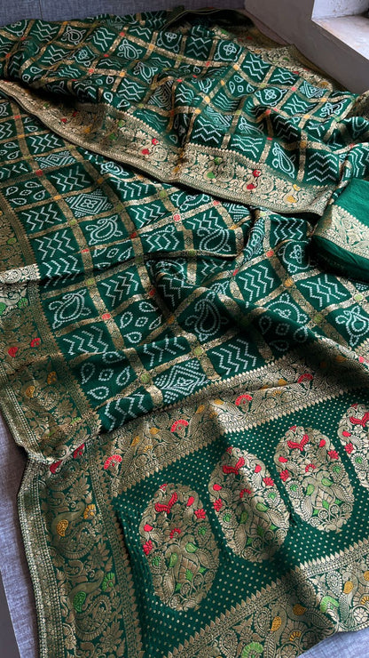 Bandhej Zari Weaving On Banarasi Silk · 24 Artisan Hours of work · The Jashn Edit