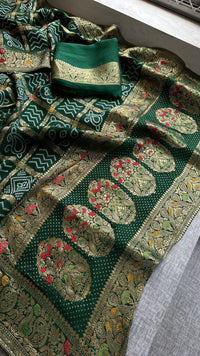 Festive Bandhej Inspired Banarasi Silk Saree With Rich Woven Pallu Design
