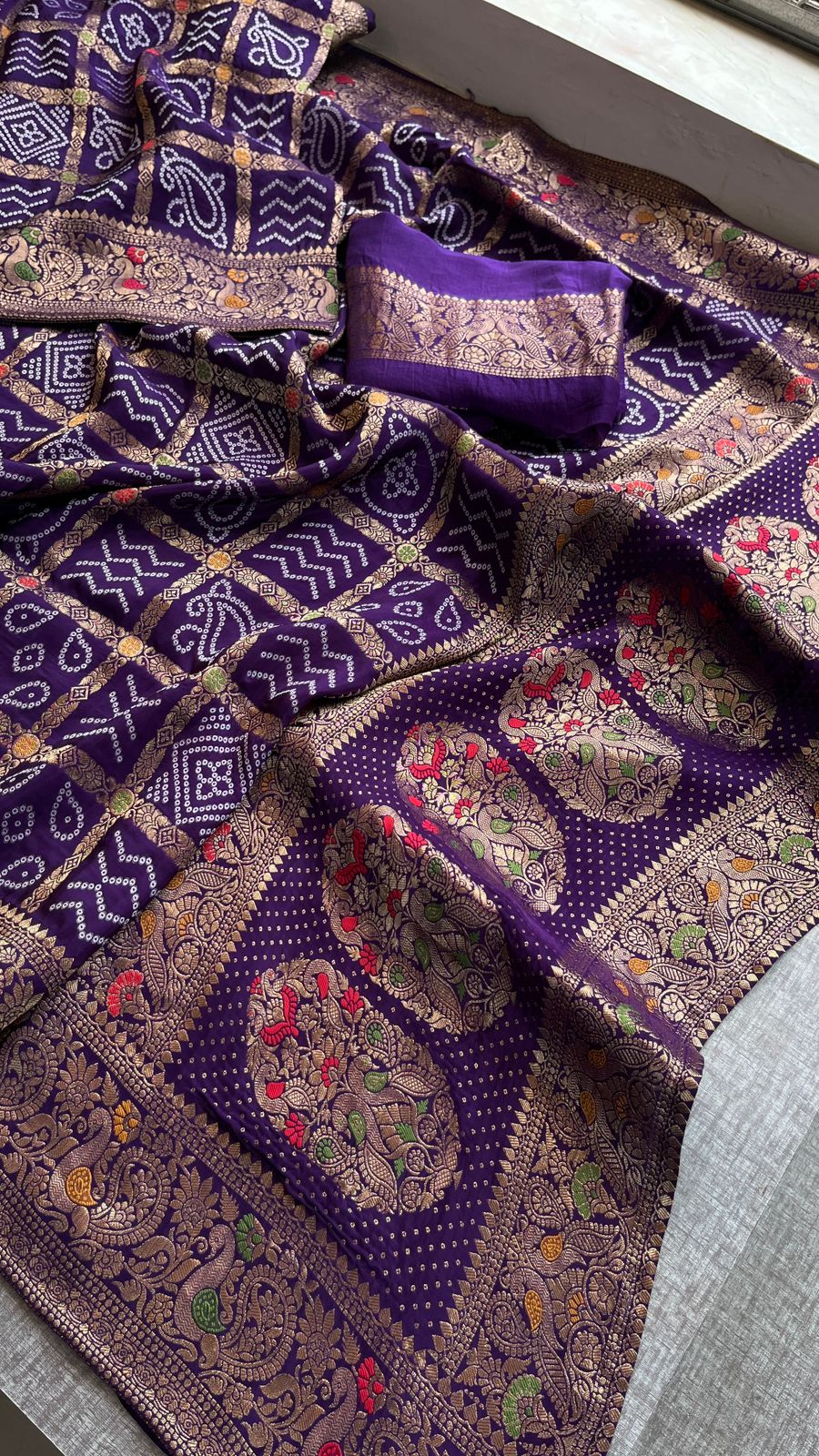 Bandhej Zari Weaving On Banarasi Silk · 24 Artisan Hours of work · The Jashn Edit