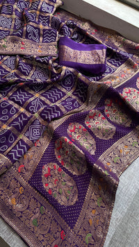 Festive Bandhej Inspired Banarasi Silk Saree With Rich Woven Pallu Design