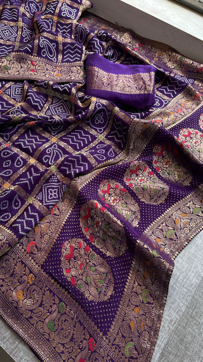 Bandhej Zari Weaving On Banarasi Silk · 24 Artisan Hours of work · The Jashn Edit