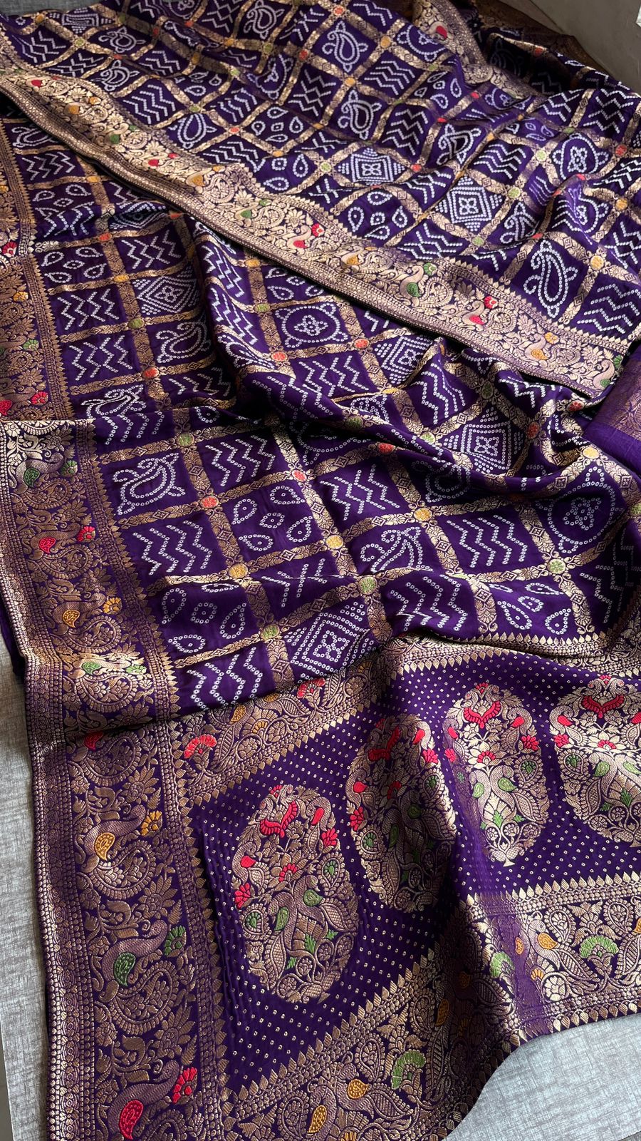 Bandhej Zari Weaving On Banarasi Silk · 24 Artisan Hours of work · The Jashn Edit