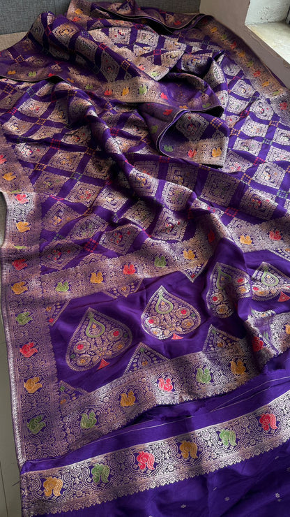 Bandhani Zari Weaving On Munga Silk Banarasi · 28 Artisan Hours of work · The Virasat Edit