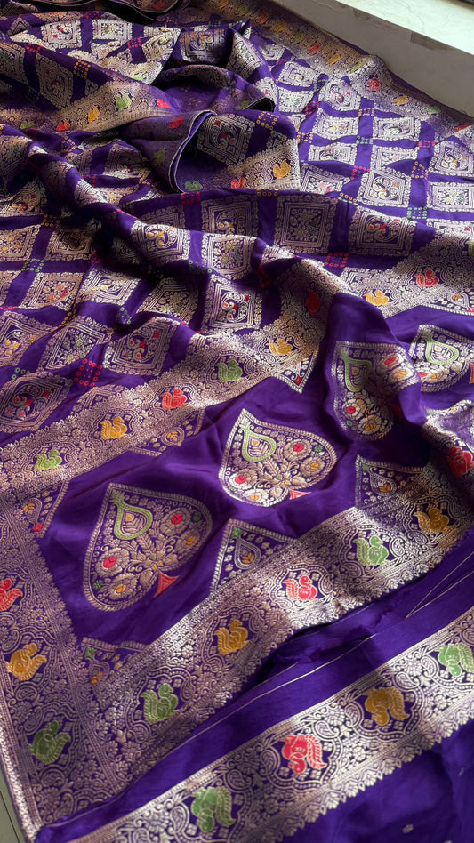 Bandhani Zari Weaving On Munga Silk Banarasi · 28 Artisan Hours of work · The Virasat Edit