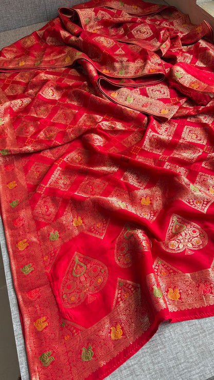 Bandhani Zari Weaving On Munga Silk Banarasi · 28 Artisan Hours of work · The Virasat Edit