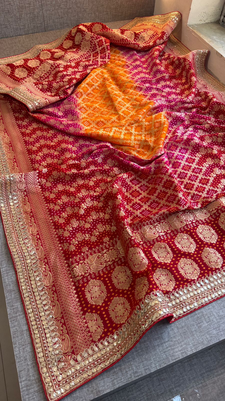 Regal Meena Banarasi Khaddi Georgette Dupatta With Zardozi Detailing