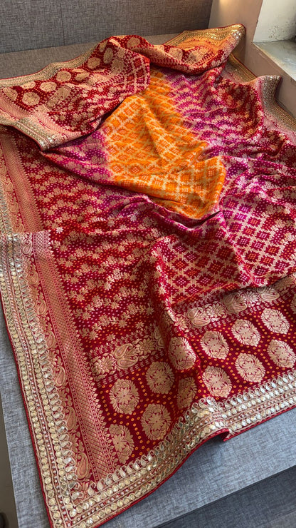Regal Meena Banarasi Khaddi Georgette Dupatta With Zardozi Detailing