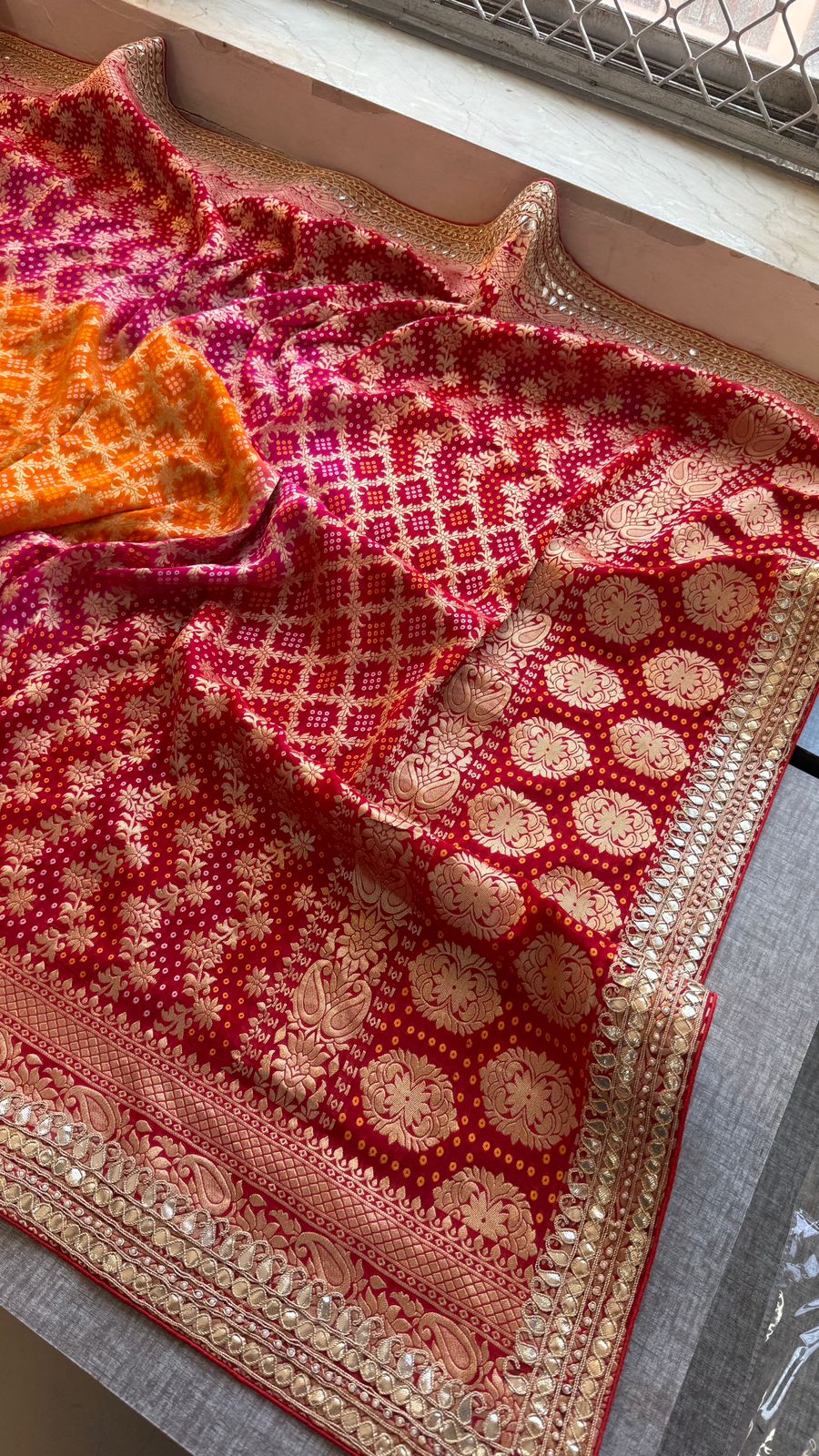 Regal Meena Banarasi Khaddi Georgette Dupatta With Zardozi Detailing