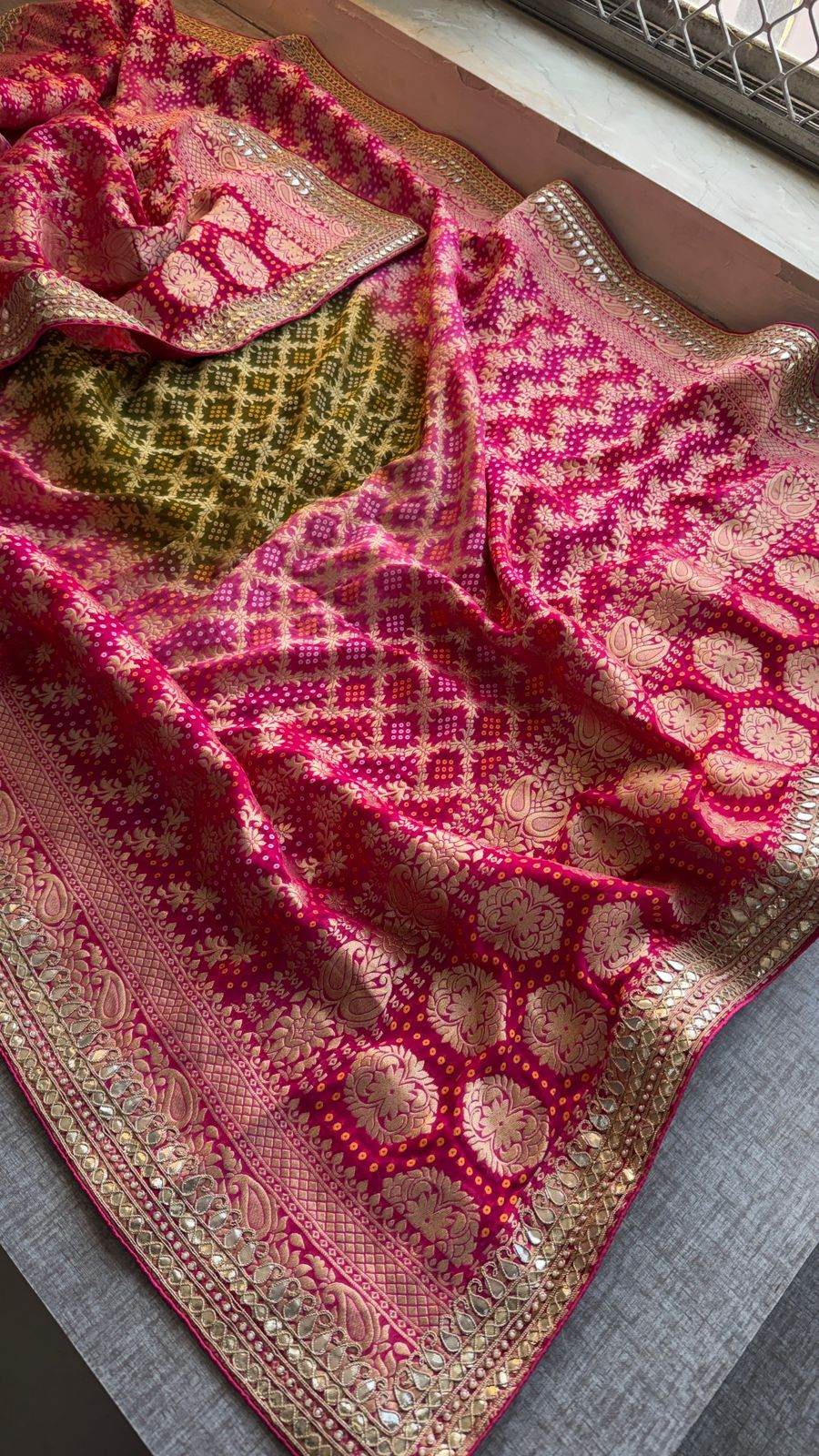 Regal Meena Banarasi Khaddi Georgette Dupatta With Zardozi Detailing