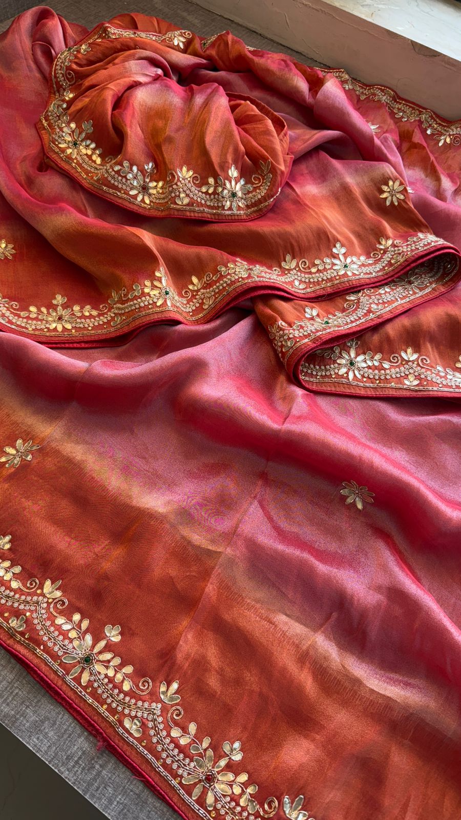 Zardozi Floral And Stone On Cosmo Munga Silk · 72 Artisan Hours of work · The Riwaayat Edit