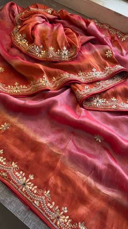 Zardozi Floral And Stone On Cosmo Munga Silk · 72 Artisan Hours of work · The Riwaayat Edit