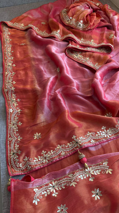 Zardozi Floral And Stone On Cosmo Munga Silk · 72 Artisan Hours of work · The Riwaayat Edit