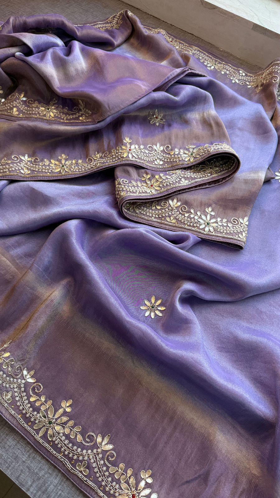 Zardozi Floral And Stone On Cosmo Munga Silk · 72 Artisan Hours of work · The Riwaayat Edit