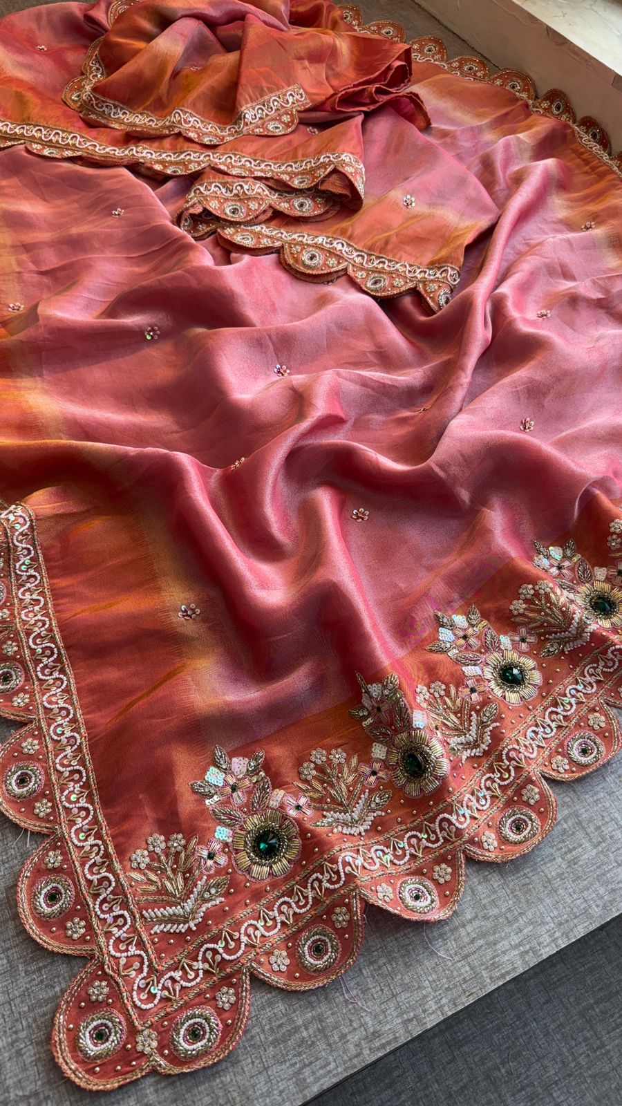 Zardozi And Stone On Tissue Cosmo Munga Silk · 68 Artisan Hours of work · The Shringar Edit