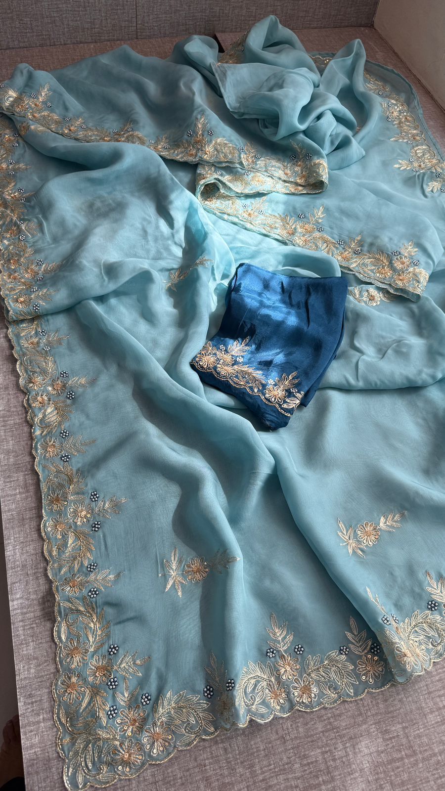 Floral Resham Embroidery On Soft Organza Silk · 28 Artisan Hours of work · The Jashn Edit
