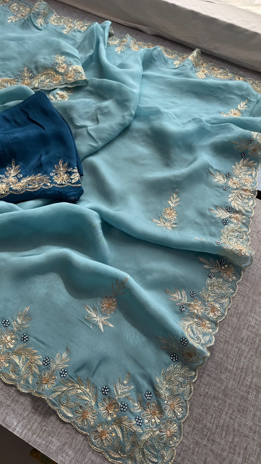 Floral Resham Embroidery On Soft Organza Silk · 28 Artisan Hours of work · The Jashn Edit