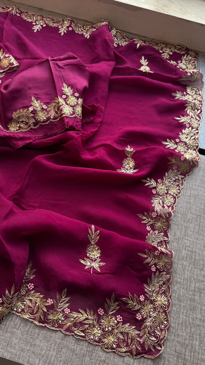 Floral Resham Embroidery On Soft Organza Silk · 28 Artisan Hours of work · The Jashn Edit