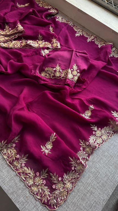 Floral Resham Embroidery On Soft Organza Silk · 28 Artisan Hours of work · The Jashn Edit