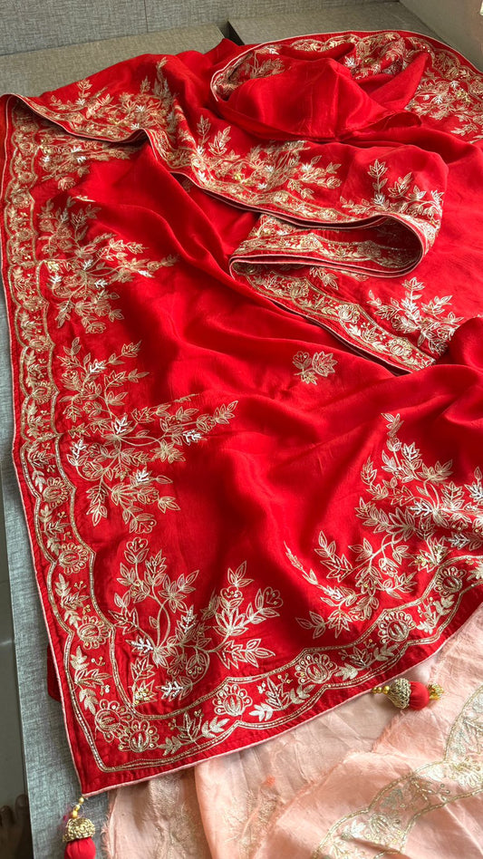 Zardozi On Munga Silk · 48 Artisan Hours of work · The Virasat Edit