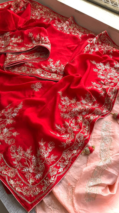 Zardozi On Munga Silk · 48 Artisan Hours of work · The Virasat Edit