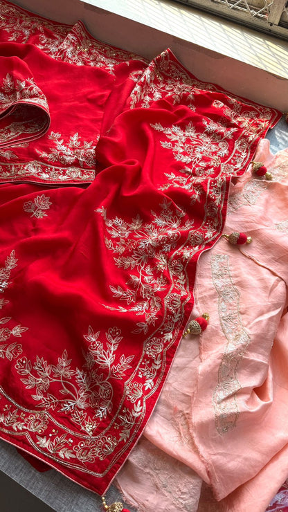 Zardozi On Munga Silk · 48 Artisan Hours of work · The Virasat Edit