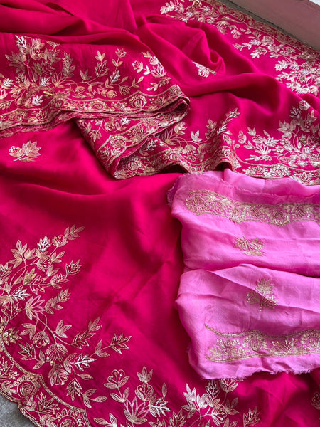 Royal Munga Silk Saree With Intricate Zardozi Style Embroidery And Festive Designer Border