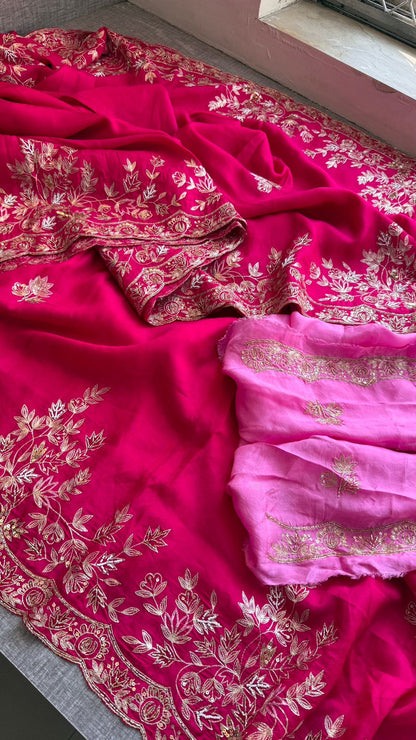 Zardozi On Munga Silk · 48 Artisan Hours of work · The Virasat Edit