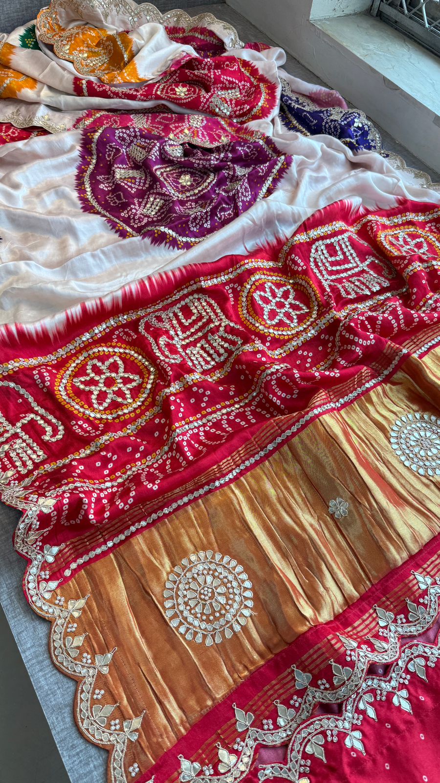 Elephant Border Gotta Patti On Gajji Silk Lakdi Patta · 32 Artisan Hours of work · The Mehfil Edit