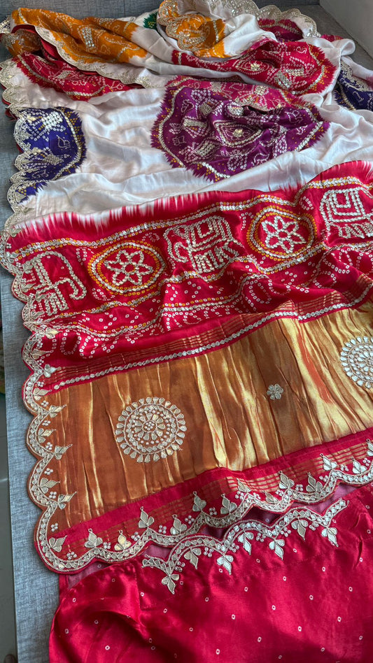 Elephant Border Gotta Patti On Gajji Silk Lakdi Patta · 32 Artisan Hours of work · The Mehfil Edit