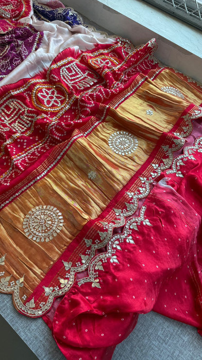 Elephant Border Gotta Patti On Gajji Silk Lakdi Patta · 32 Artisan Hours of work · The Mehfil Edit
