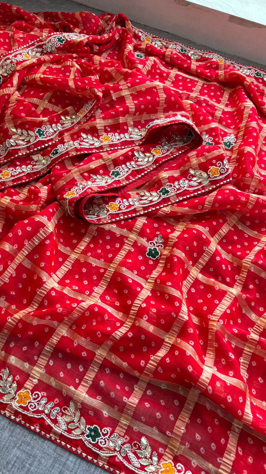 Zardozi On Pure Chinon Bandhej Banarasi · 36 Artisan Hours of work · The Riwaayat Edit