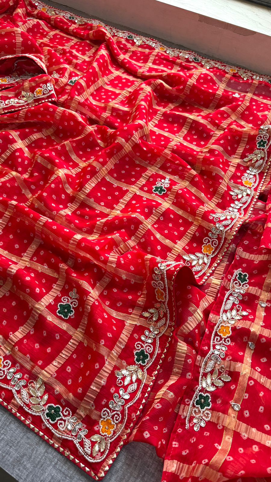 Zardozi On Pure Chinon Bandhej Banarasi · 36 Artisan Hours of work · The Riwaayat Edit
