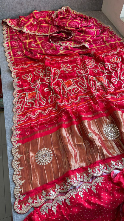 Zardozi Elephant Border On Gajji Silk Lakdi Patta · 36 Artisan Hours of work · The Royal Edit