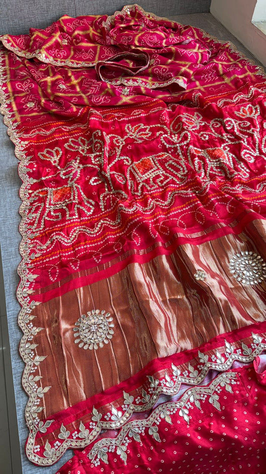 Zardozi Elephant Border On Gajji Silk Lakdi Patta · 36 Artisan Hours of work · The Royal Edit