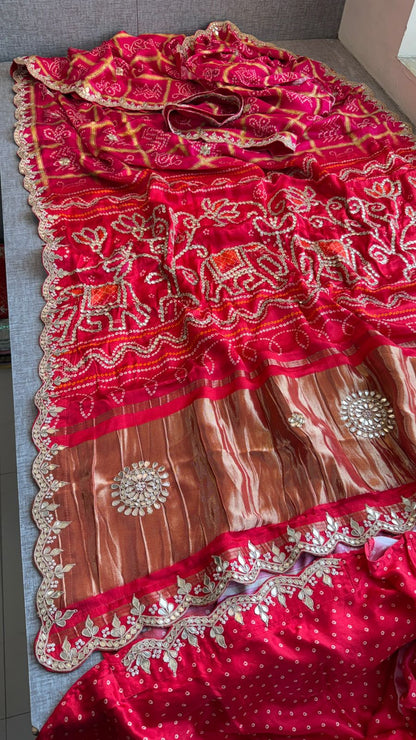 Zardozi Elephant Border On Gajji Silk Lakdi Patta · 36 Artisan Hours of work · The Royal Edit