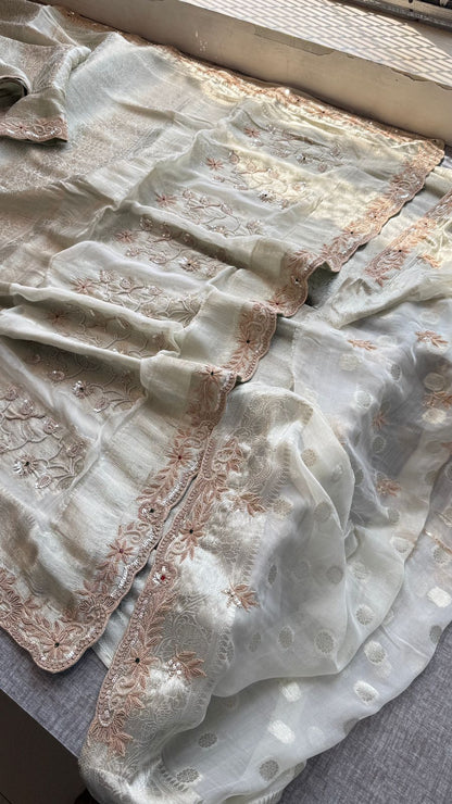 Zardozi And Pearl On Pure Khaddi Georgette Banarasi · 52 Artisan Hours of work · The Shringar Edit