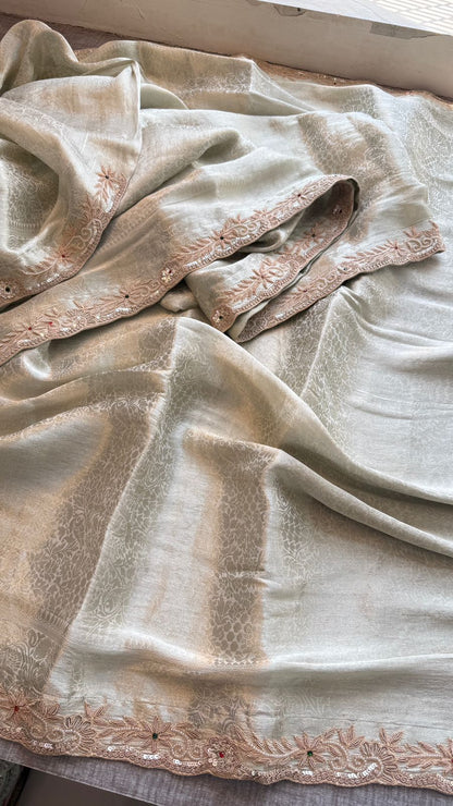 Zardozi And Pearl On Pure Khaddi Georgette Banarasi · 52 Artisan Hours of work · The Shringar Edit