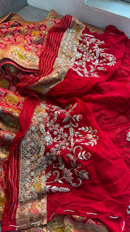 Zardozi On Pure Khaddi Georgette Banarasi · 48 Artisan Hours of work · The Jashn Edit
