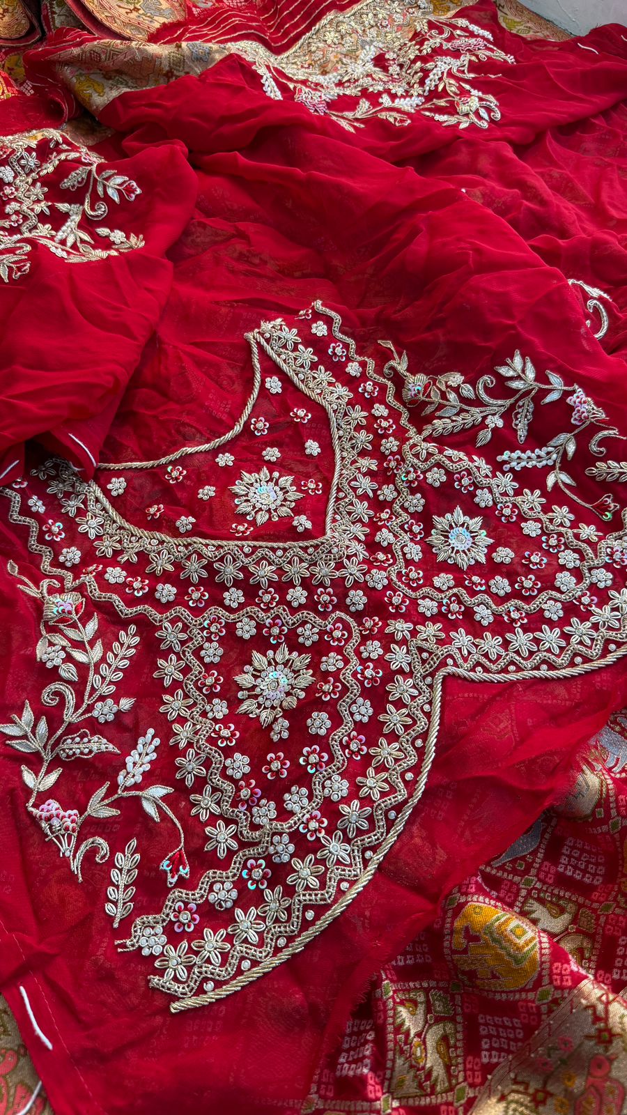 Pure Khaddi Georgette Banarasi Saree With Zardozi Embroidered Blouse