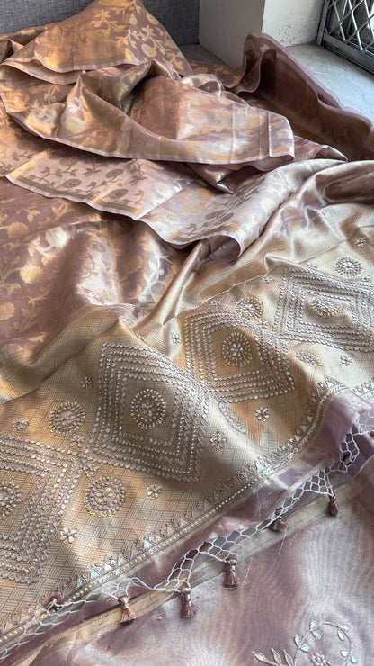 Zardozi And Pearl On Pure Tissue Silk Banarasi · 56 Artisan Hours of work · The Royal Edit