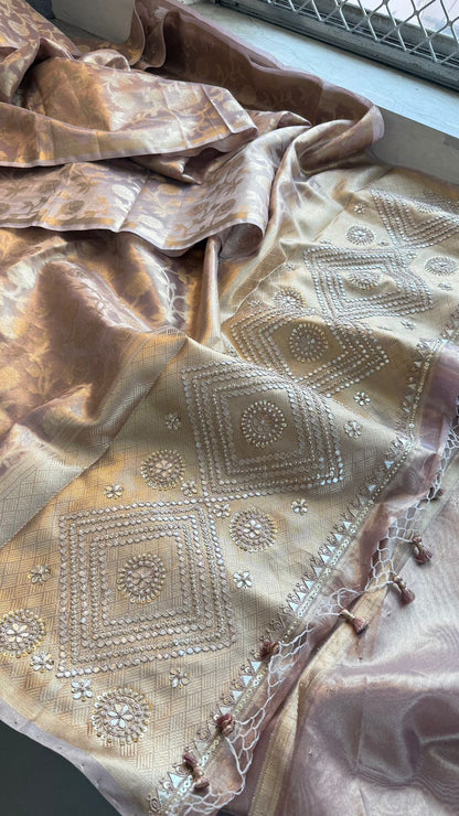 Zardozi And Pearl On Pure Tissue Silk Banarasi · 56 Artisan Hours of work · The Royal Edit
