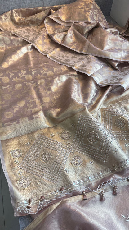 Zardozi And Pearl On Pure Tissue Silk Banarasi · 56 Artisan Hours of work · The Royal Edit