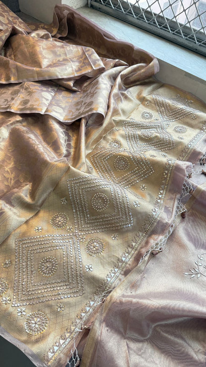 Zardozi And Pearl On Pure Tissue Silk Banarasi · 56 Artisan Hours of work · The Royal Edit