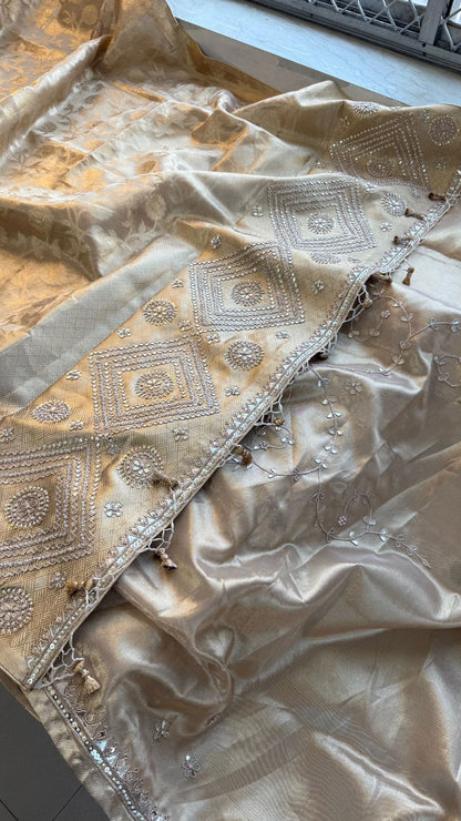 Zardozi And Pearl On Pure Tissue Silk Banarasi · 56 Artisan Hours of work · The Royal Edit