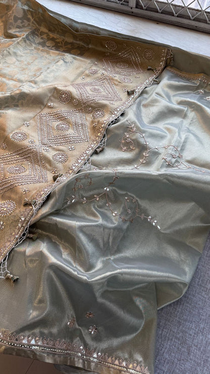 Zardozi And Pearl On Pure Tissue Silk Banarasi · 56 Artisan Hours of work · The Royal Edit