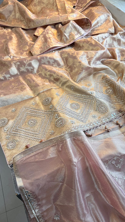 Zardozi And Pearl On Pure Tissue Silk Banarasi · 56 Artisan Hours of work · The Royal Edit