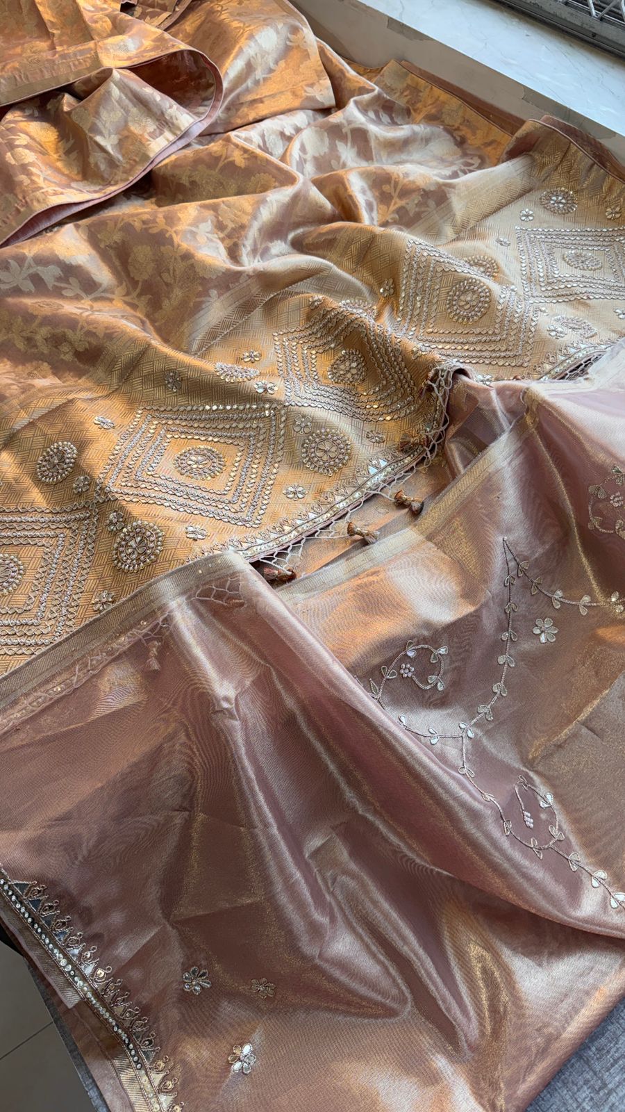 Zardozi And Pearl On Pure Tissue Silk Banarasi · 56 Artisan Hours of work · The Royal Edit