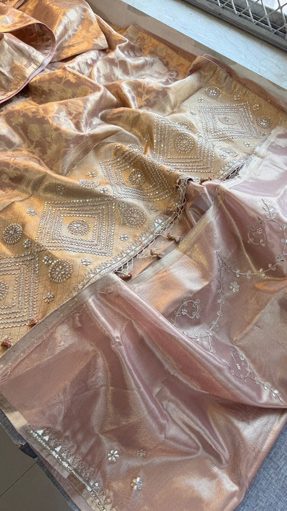 Zardozi And Pearl On Pure Tissue Silk Banarasi · 56 Artisan Hours of work · The Royal Edit
