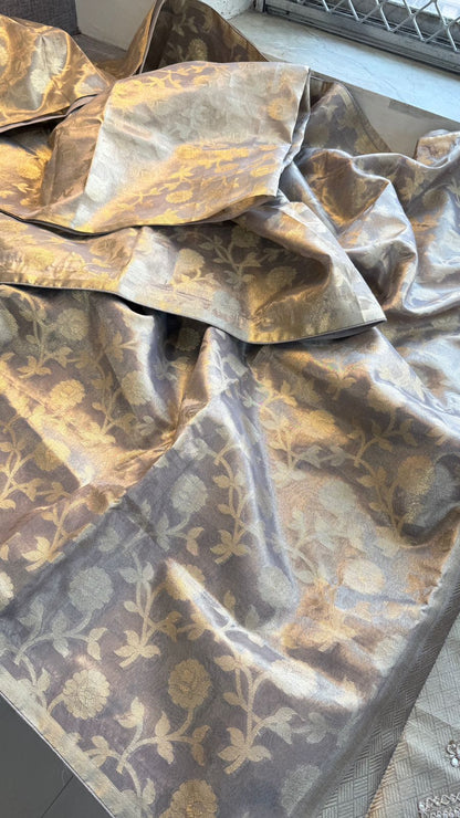 Zardozi And Pearl On Pure Tissue Silk Banarasi · 56 Artisan Hours of work · The Royal Edit
